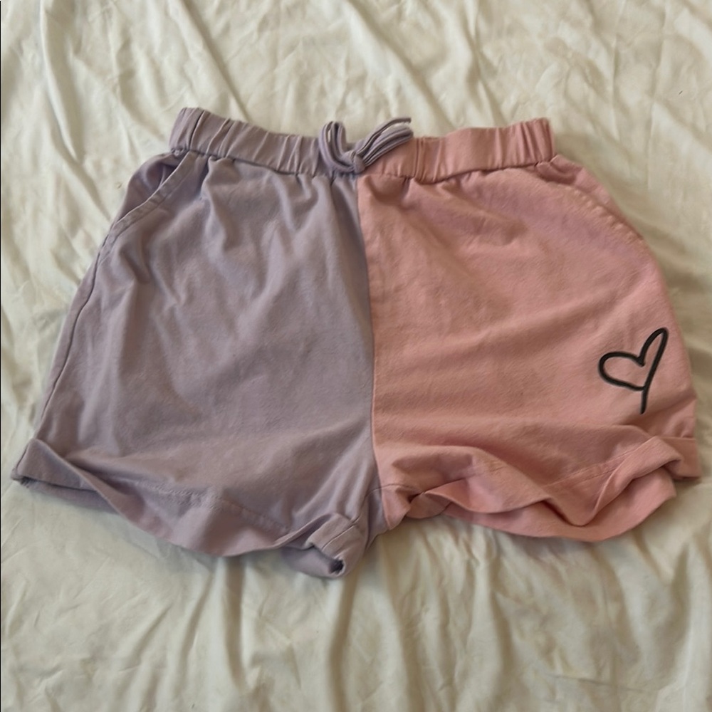 SHEIN Pink and Purple Athletic Shorts with Elastic Waistband
